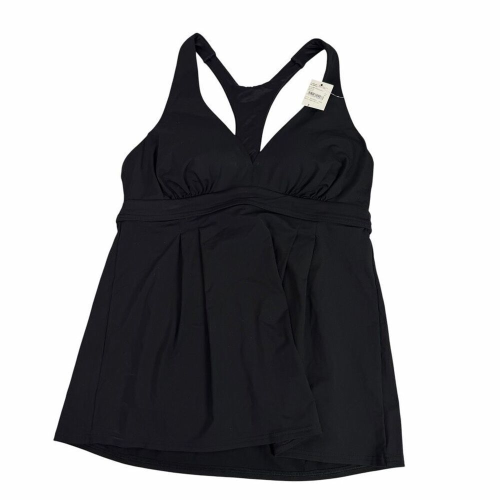 Lands' End Womens Swing Tankini Top Black Size 8